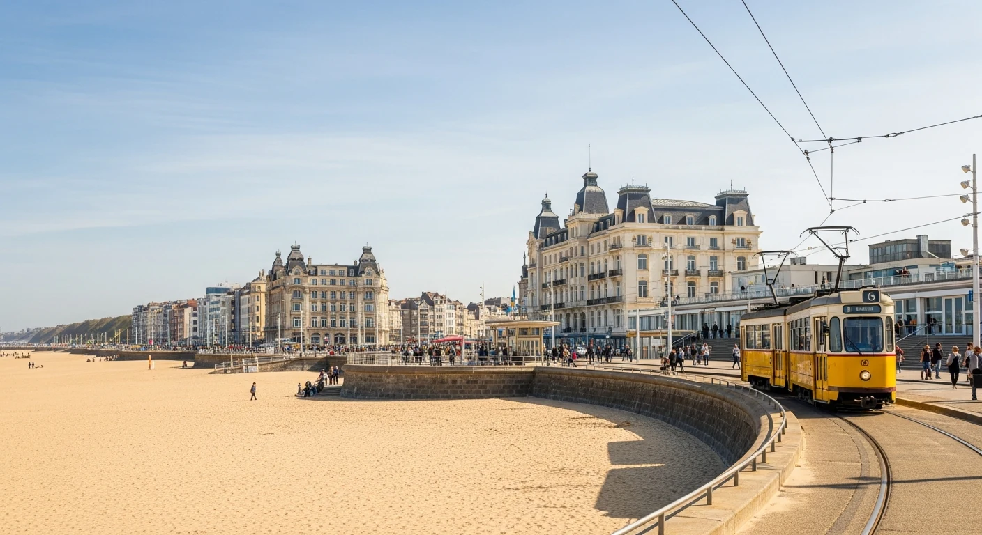 A wide North Sea beach on the Belgian coast