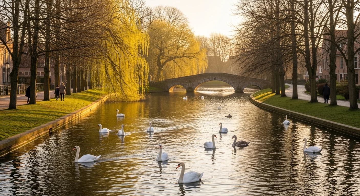 The Minnewater — the Lake of Love in Bruges