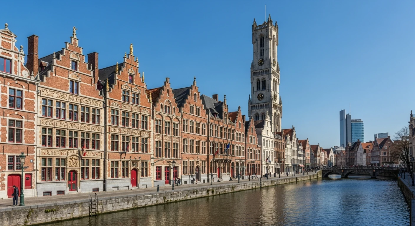 The Graslei guild houses along the Leie in Ghent