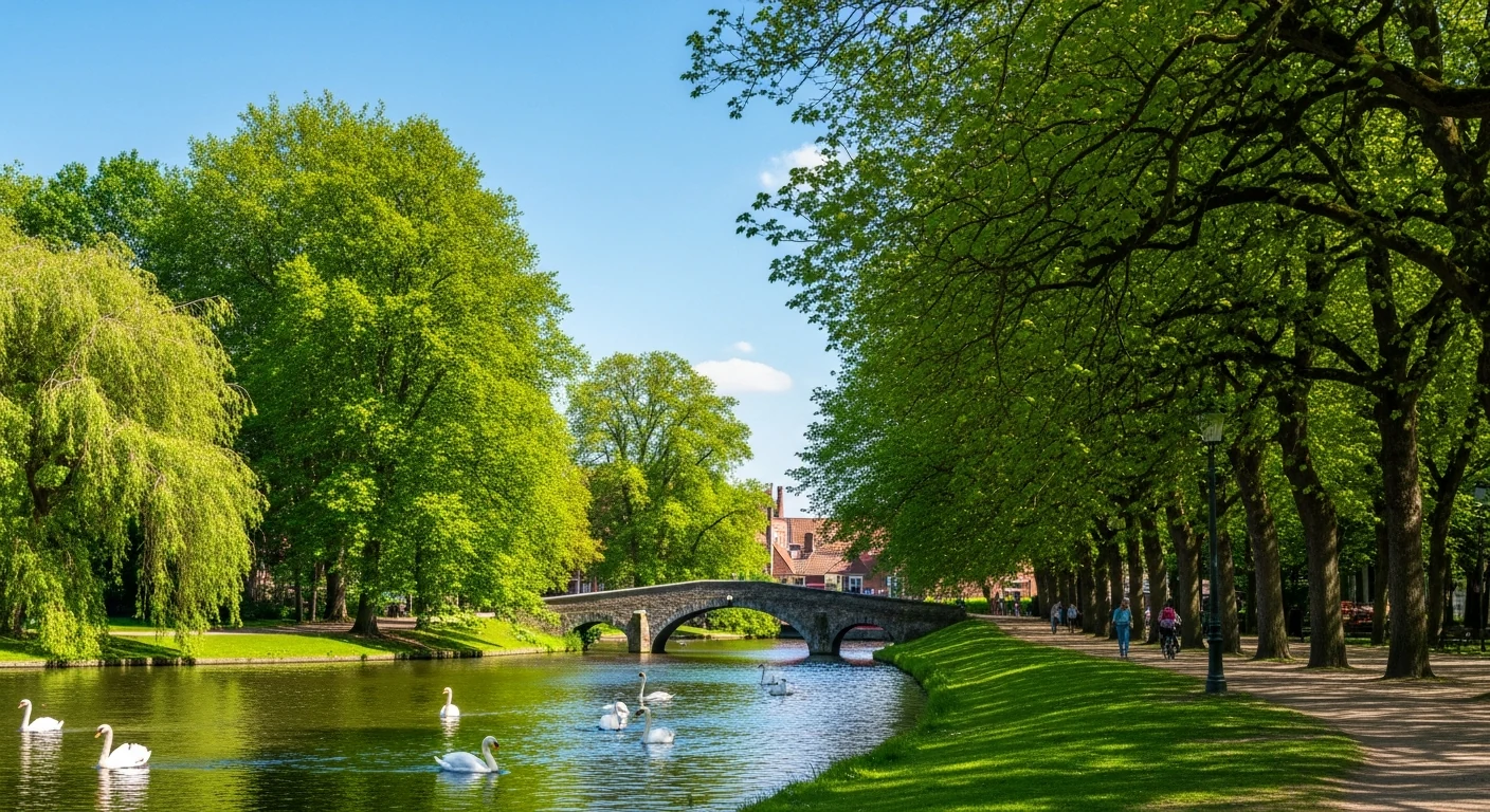 Swans on the Minnewater in Bruges